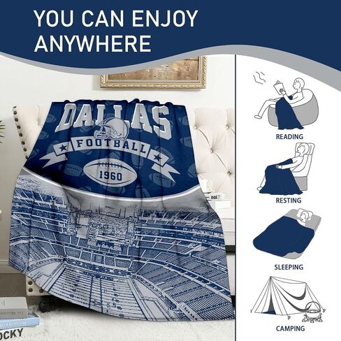 Football Team Color Throw Blanket 50x60 Inches Flannel City Football Blanket Gift for Men Women Boys Kids Fans Cozy Sofa Leightweight Warm Travel Blanket Decor for Bedroom Living RoomBROWN in Saudi Arabia