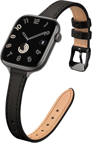 أحزمة جلدية رفيعة من STIROLL متوافقة مع سوار ساعة Apple 38 مم 40 مم 41 مم 42 مم 44 مم 45 مم 49 مم، ساعة من الجلد المحبب العلوي مع سوار معصم رفيع لسلسلة iWatch Ultra SE 9/8/7/6/5/4/3/2/1 in Kuwait