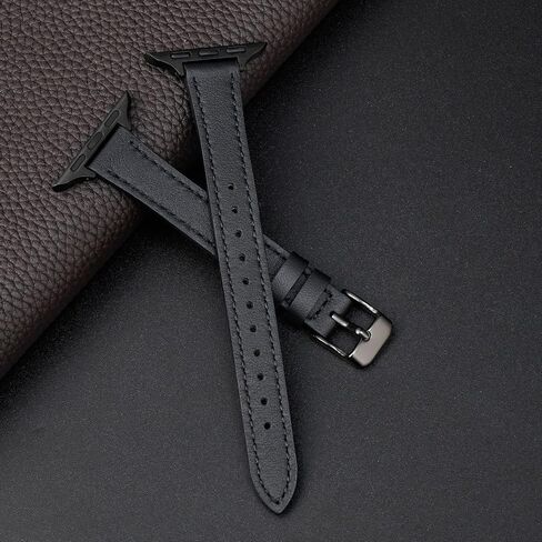 أحزمة جلدية رفيعة من STIROLL متوافقة مع سوار ساعة Apple 38 مم 40 مم 41 مم 42 مم 44 مم 45 مم 49 مم، ساعة من الجلد المحبب العلوي مع سوار معصم رفيع لسلسلة iWatch Ultra SE 9/8/7/6/5/4/3/2/1 in Kuwait