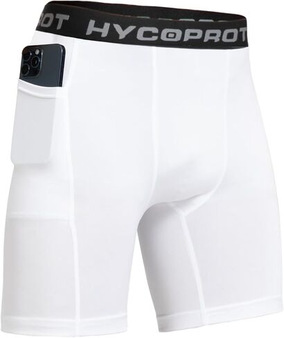 شورت ضغط HYCOPROT للرجال مع جيب من الألياف اللدنة الرياضية الضيقة والأداء الرياضي والتمارين الرياضية والجري in Kuwait
