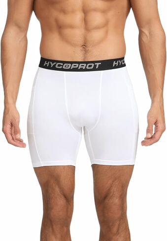 شورت ضغط HYCOPROT للرجال مع جيب من الألياف اللدنة الرياضية الضيقة والأداء الرياضي والتمارين الرياضية والجري in Kuwait