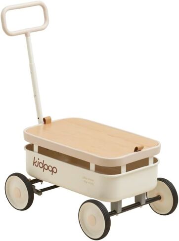 PULA-Wild 3-in-1 Kids' Pull-Along Wagon Toddlers Push Walker for 2.5-8, Removable Wooden Cover and Adjustable Handlebar, Birthday Gifts Max Weight 33 lbs (Red) in Saudi Arabia