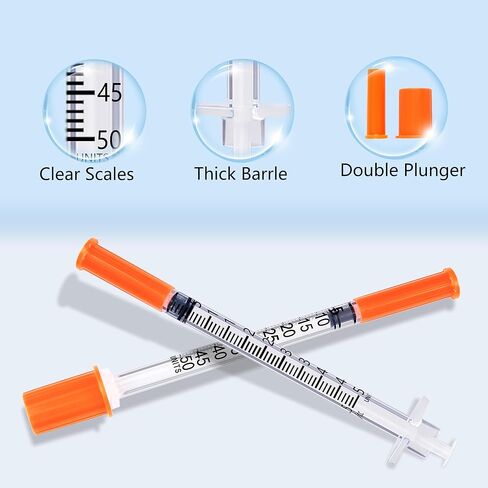 U-100 Syringe 0.5ml/cc 31G 5/16" 8mm Scientific Lab Syringes, Pack of 25, Disposable Individual Package in Saudi Arabia