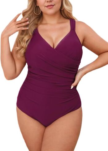 CUPSHE Women‘s One Piece Swimsuit Plus Size Tummy Control V Neck Bathing Suit Curvy Cutout Slimming in Saudi Arabia