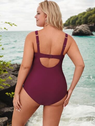 CUPSHE Women‘s One Piece Swimsuit Plus Size Tummy Control V Neck Bathing Suit Curvy Cutout Slimming in Saudi Arabia