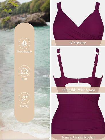 CUPSHE Women‘s One Piece Swimsuit Plus Size Tummy Control V Neck Bathing Suit Curvy Cutout Slimming in Saudi Arabia