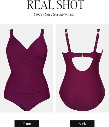 CUPSHE Women‘s One Piece Swimsuit Plus Size Tummy Control V Neck Bathing Suit Curvy Cutout Slimming in Saudi Arabia