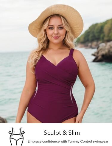 CUPSHE Women‘s One Piece Swimsuit Plus Size Tummy Control V Neck Bathing Suit Curvy Cutout Slimming in Saudi Arabia