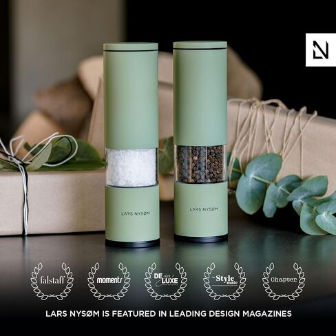 LARS NYSØM Salt and Pepper Grinder Set 2 pieces I Salt Pepper Mill with Adjustable Ceramic Grinder I Design Spice Grinder Set Manual(Ash Gray) in Saudi Arabia