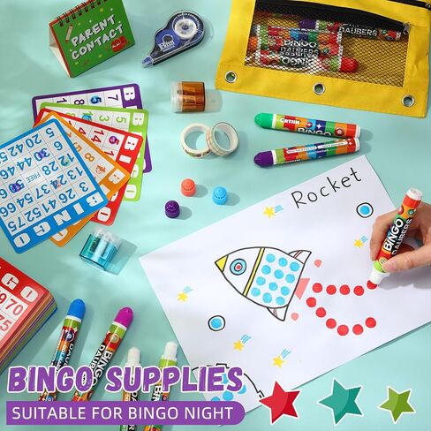Crtiin 148 Pack Bingo Game Cards and Bingo Daubers Set Includes 100 Bingo Cards and 48 Dot Markers Bingo Supplies Calling Card Set for Bingo Games, Card Games, Family Gathering Activity, Game Night in Kuwait