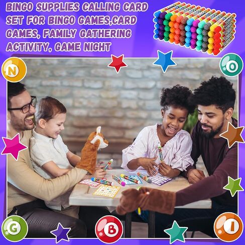 Crtiin 148 Pack Bingo Game Cards and Bingo Daubers Set Includes 100 Bingo Cards and 48 Dot Markers Bingo Supplies Calling Card Set for Bingo Games, Card Games, Family Gathering Activity, Game Night in Kuwait