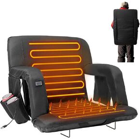 NAIZEA Heated Stadium Seat Bleacher Seat with Back & Arm Support, Portable 6 Reclinng Positions Stadium Seating for Bleachers, Bleacher Seats for Sports Events, Outing（Power is Not Included
