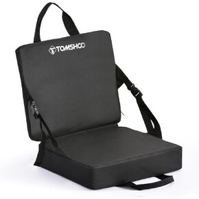 TOMSHOO Portable Stadium Seat Cushion with Backrest Waterproof Nylon Bleacher Cushion Ultralight Seat Padding with Back Support for Sports Fishing Kayaks Camping Concerts Outdoor Activities