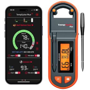 TempSpike 600 ft Wireless Meat Thermometer with Ultra-Thinner Probe, Bluetooth Meat Thermometer with Standalone LCD Booster, Meat Thermometer Digital Wireless for BBQ Grill Smoker Rotisserie Sous vide