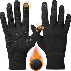 GUAGUA Cycling Gloves for Men Women, Winter Gloves Touch Screen Water Resistant Windproof Thermal for Running Cycling Driving Hiking, Breathable Gel Pad Road Mountain Bike Gloves(Black)