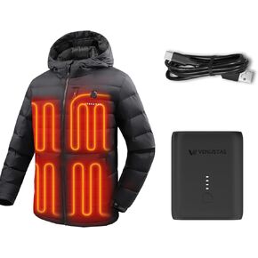 Venustas Heated Jacket for Men (Black, XX-Large) and an Extra Ultra-Compact 4800mAh Battery Pack