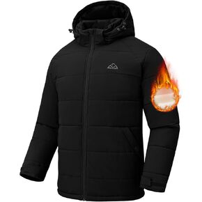 Rdruko Men's Winter Coats Water Resistant Fleece Insulated Warm Windproof Thicken Hooded Jacket