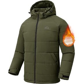 Rdruko Men's Winter Coats Water Resistant Fleece Insulated Warm Windproof Thicken Hooded Jacket in Kuwait
