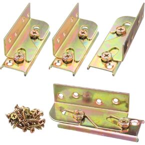 Bed Rail Brackets, Bed Frame Hardware Non-Mortise Bed Rail Fittings with Screws, 4 Pack Wooden Bed Rail Fittings for Headboards, Footboards