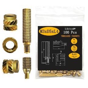 Threaded Insert Heat Insert with Insert Tip,Heat Set Insert for Plastic Parts and 3D Printing Components Assortment Kit, (M3xD5xL4)