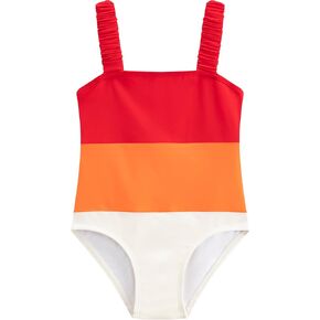 LIZENS Girls One Piece Swimwear Color Block 2-12Years Beach Bathing Swimsuit for Kids