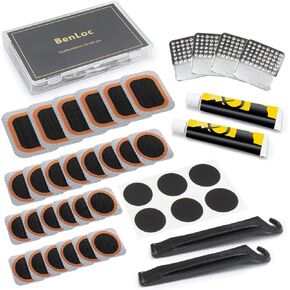 Bike Tire Repair Kit, Bycicle Inner Tube Puncture Patch Kits, Vulcanizing Patches,Glueless Patchs,Lever for Motorcycle BMX Cycling MTB Road Mountain Bicycle A4