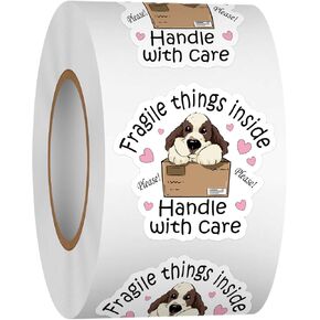 Heyfibro 500 PCS Fragile Stickers for Shipping, Fragile Things Inside Handle with Care Stickers for Box,Fragile Stickers for Small Business, Online Retailers,Handmade Goods