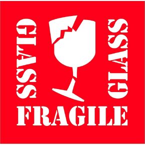 Partners Brand PDL1282 Tape Logic Labels, "Fragile - Glass", 4" x 4", Red/White (Pack of 500)