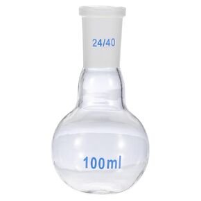 PATIKIL 100ml Boiling Flask, 3.3 Borosilicate Glass Single Neck Flat Bottom Flask Heavy Wall with 24/40 Standard Taper Outer Joint for Laboratory, Clear