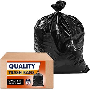 Veska 55 Gallon Trash Bags Heavy Duty, (Value-Pack 50 Bags w/Ties) 55-60 Gallon Trash Bags Large Black Trash Bags 50-60 Gallon Garbage Bags for Lawn, Leaf, and Commercial