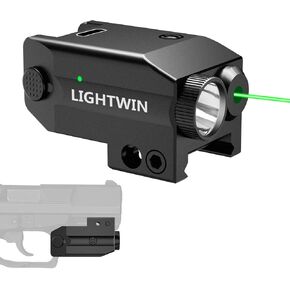 Green Laser Light Combo 350 Lumens Tactical Flashlight with USB Rechargeable for Pistols Handguns, Laser Sights Pistol Light, Fit Picatinny Rail