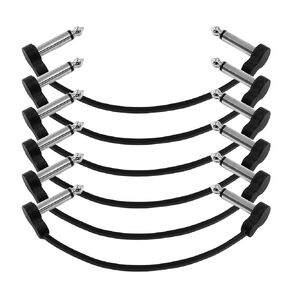 6 Pack 6 Inch Guitar Patch Cables, 1/4 Inch TS Right Angle Flat Patch Cables for Guitar (Black)