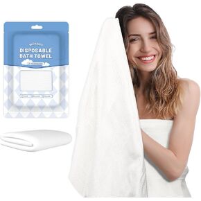Disposable Bath Towel 55 x 27.5 inch Large Portable Bath Towels for Travel Soft Big Body Towel,Washcloth for Hiking Camping Hotel Bathroom Individually Packed