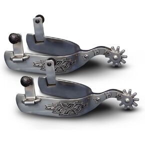 Colorado Saddlery The Sante Fe Roper Spurs for Men - Stainless Steel, Stylish Boot Spurs with 1" Ten Point Rowels - Perfect for Trail Riding, Horse Tack, Outfitting - Comes in a Pair