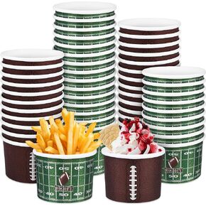 50 Pieces Football Party Paper Bowls 12 Ounces Football Snack Bowls Disposable Football Cups Ice Cream Paper Cups for Football Party, Tailgate Party, Game Day, Birthday Decoration