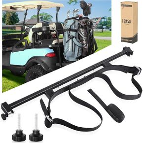 10L0L Universal Golf Bag Holder Attachment No-Drilling Required for Most 2+2 Golf Cart Rear Seat with 1 Inch Square Tube, Fits Yamaha, EZGO, Club Car, Adjustable Rear Seat Golf Cart Club Holder