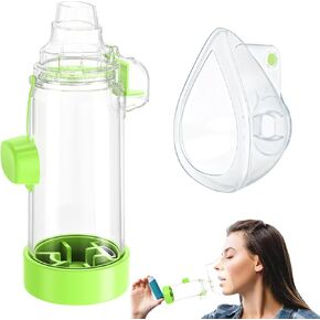 Spacer for Inhaler - Available in Child and Adult Sizes, Comes with Mask, Medical-Grade, Multi-Color Options, Ideal for Home, School, and Travel Use – Nessi OTC Spacer (Pink Adult)