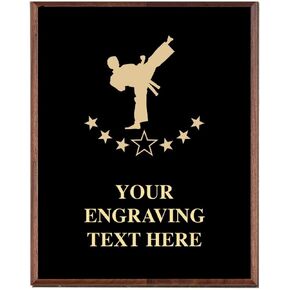 Karate Award Plaques, Custom Engraved Martial Arts Kick Trophy Plaque Award, Great Customizable Karate Instructor Awards Prime