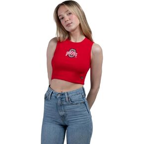 Hype & Vice Cut-Off Tank for Women (X-Small) - Ohio State University Top for Women, Cropped Fit Tank, College Shirts for Game Days - Red