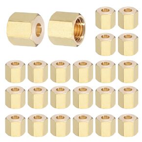 PATIKIL 3/16" Brass Compression Nut,25Pcs Brass Compression Fitting for Air Oil Water Fuel Inert Gases Plumbing System Heating Air Conditioning Pipes