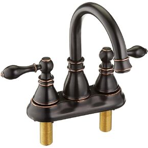 2 Handle Oil Rubbed Bronze Bathroom Sink Faucet with Overflow Pop up Drain, 3 Hole Faucet Faucet,360° Swivel Spout 4 Inch Centerset Lavatory Faucet,F-4501-NB