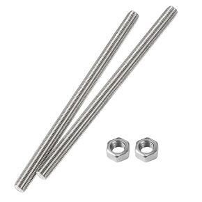 Fully Threaded Rod M10 x 200mm 1.5mm Thread Pitch, 2 Pack 304 Stainless Steel Right Hand Threaded Rods Bar Studs for Furniture Machinery Assembly 【with Nuts】
