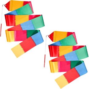 Wide Dance Ribbons Church Praise Worship Flags for Adults Kids, 2 Pack Colorful Streamer Ribbon Dancer Wand for Kids Gymnastics Party Favors, 8.2 Ft Dancing Ribbon Twirling Wands