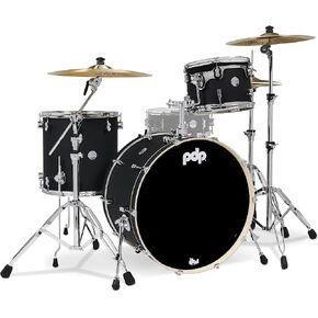 Pacific Drums & Percussion PDP Concept Maple 3-Piece Rock, Satin Black Drum Set Shell Pack (PDCM24RKBK)