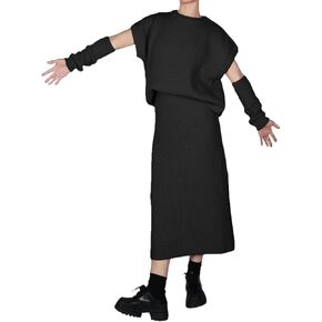 Women's Casual Outfits Crew Neck Sweatsuit Removable Sleeves Knit Tops Women's 2 Piece Outfit Tracksuits in Kuwait