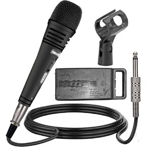 5 CORE Professional Dynamic Vocal Microphone Neodymium Cardioid Unidirectional Handheld Mic for Singing Karaoke Steel Mesh Grille Metal Body with ON Off Switch + 16ft Detachable Cable + Clip + Bag