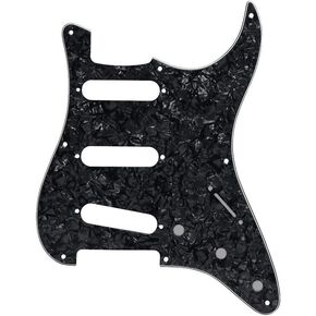 RPZILO 8 Hole Strat Pickguard Vintage Style Scratch Plate Pick Gurad with Screw Scratch Plate for Strat/Stratocaster Black 3Ply