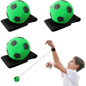 3 PCS Green Wrist Return Ball of String, 2.36 Inch foam Sports Wrist Balls Rubber Rebound Ball with Wrist Strap, Bounce Back Ball on String,Elastic Rubber Wrist Sports Return Ball for Adults Teens