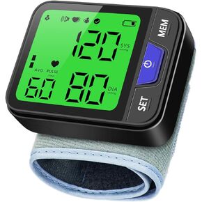 Wrist Blood Pressure Monitor Automatic Wrist Bp Monitor with Voice Digital 3 Color Backlit LCD Display 240 Readings for Dual Users Portable Adjustable Cuff Bp Machine for Home Use