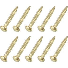 uxcell 200Pcs Small Hardware Nails, 1.2 x 10mm Brass Round Head Nail Common Finishing Nail for Household Woodworking Picture Hanging DIY Projects, Gold